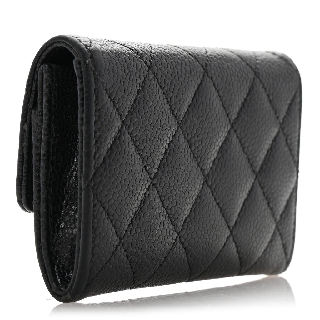 Caviar Quilted Flap  Holder Black