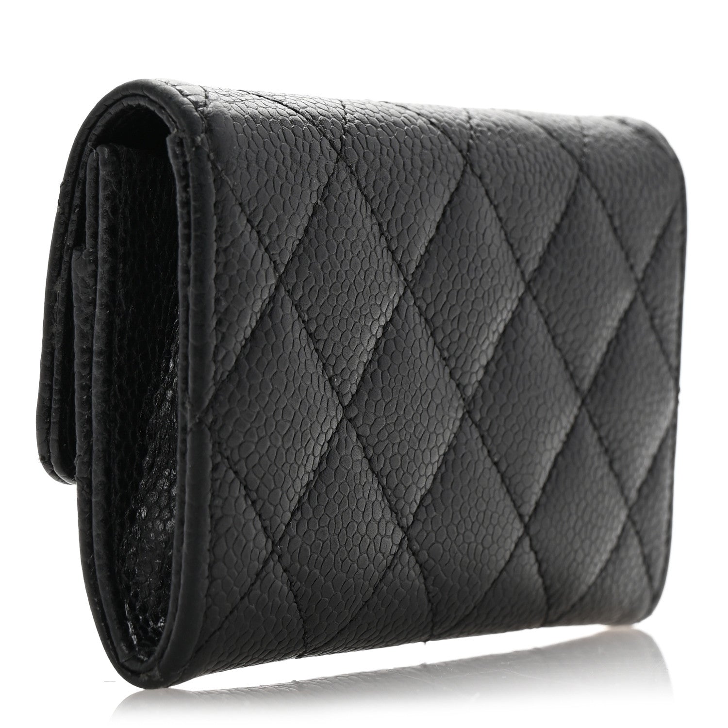 Caviar Quilted Flap  Holder Black