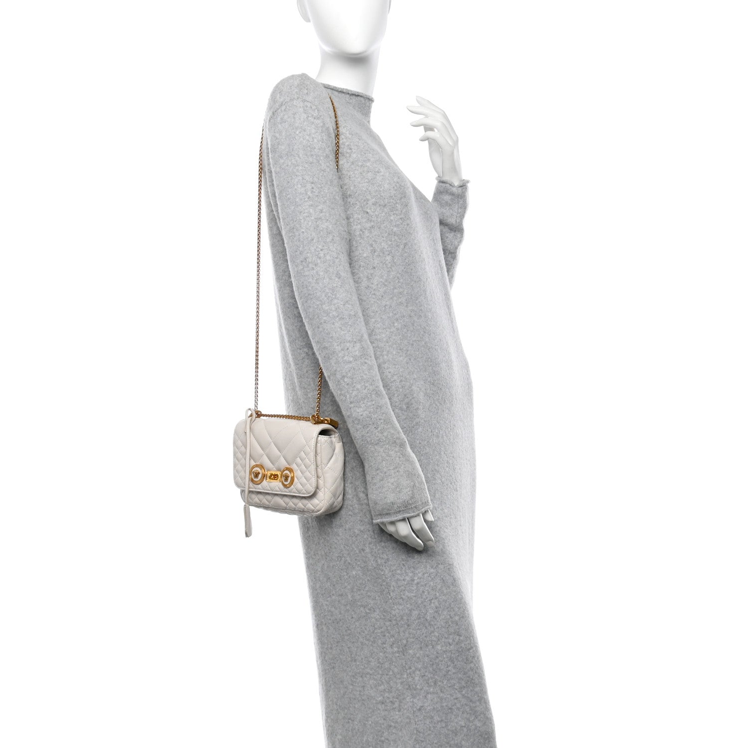 Nappa Quilted Icon Shoulder Bag White