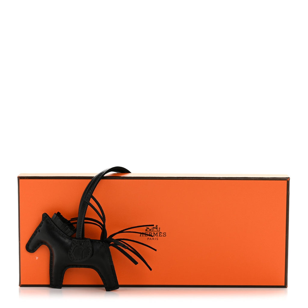 Milo Lambskin Matte Alligator Touch Grigri Rodeo Horse Bag Charm PM Black
