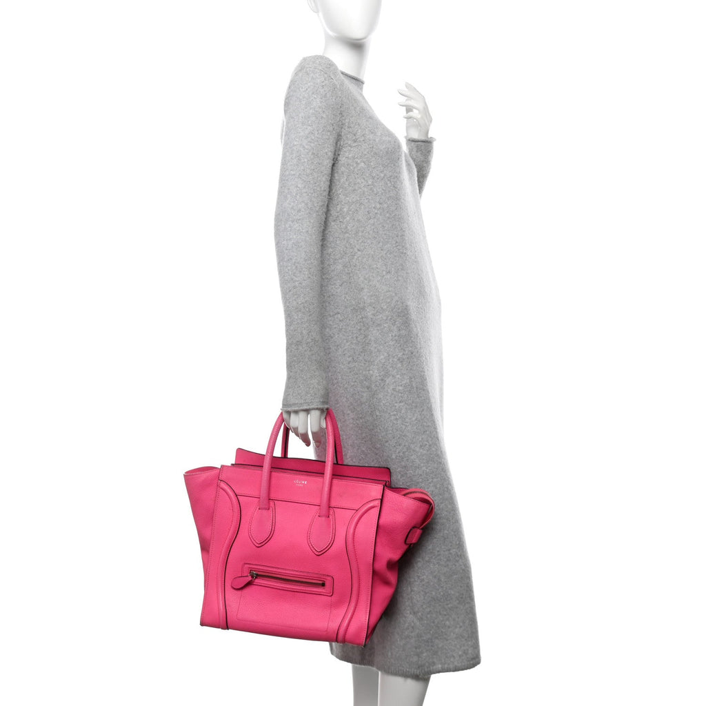 Drummed Calfskin Mini Luggage Fluo Pink