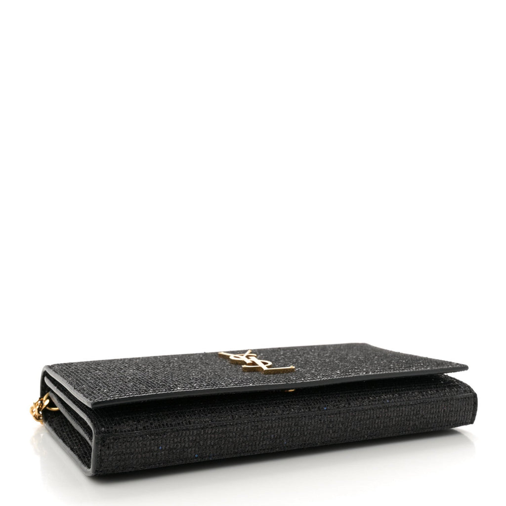 Glitter Classic Monogram Galactica Chain Wallet Black