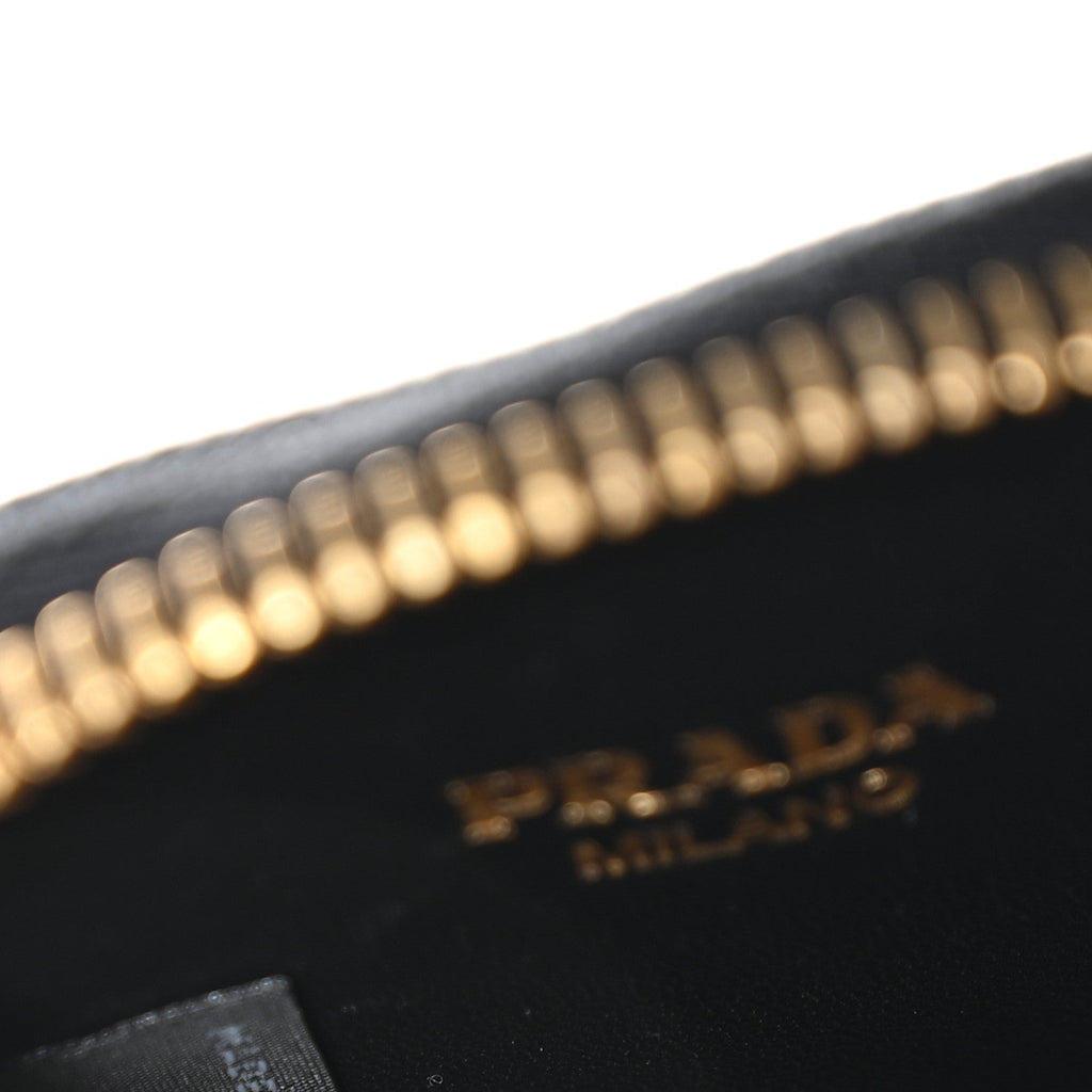 Saffiano Triangle Zip Around Mini Pouch Black