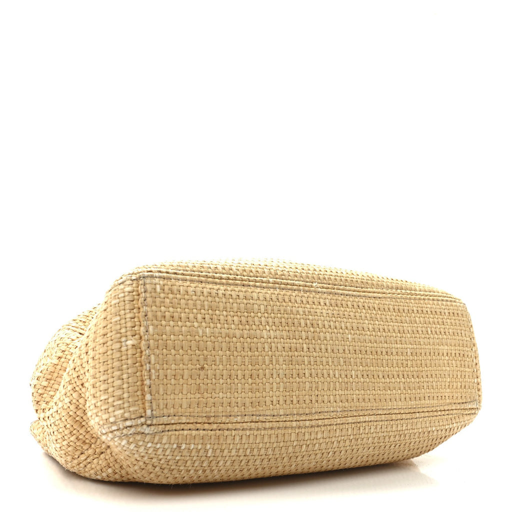 Woven Straw Raffia Wooden Handle Bag