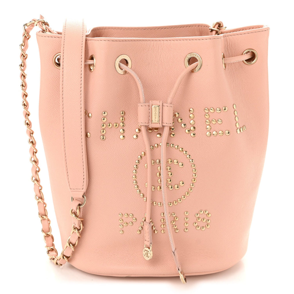 Caviar Deauville Drawstring Bucket Bag Light Pink