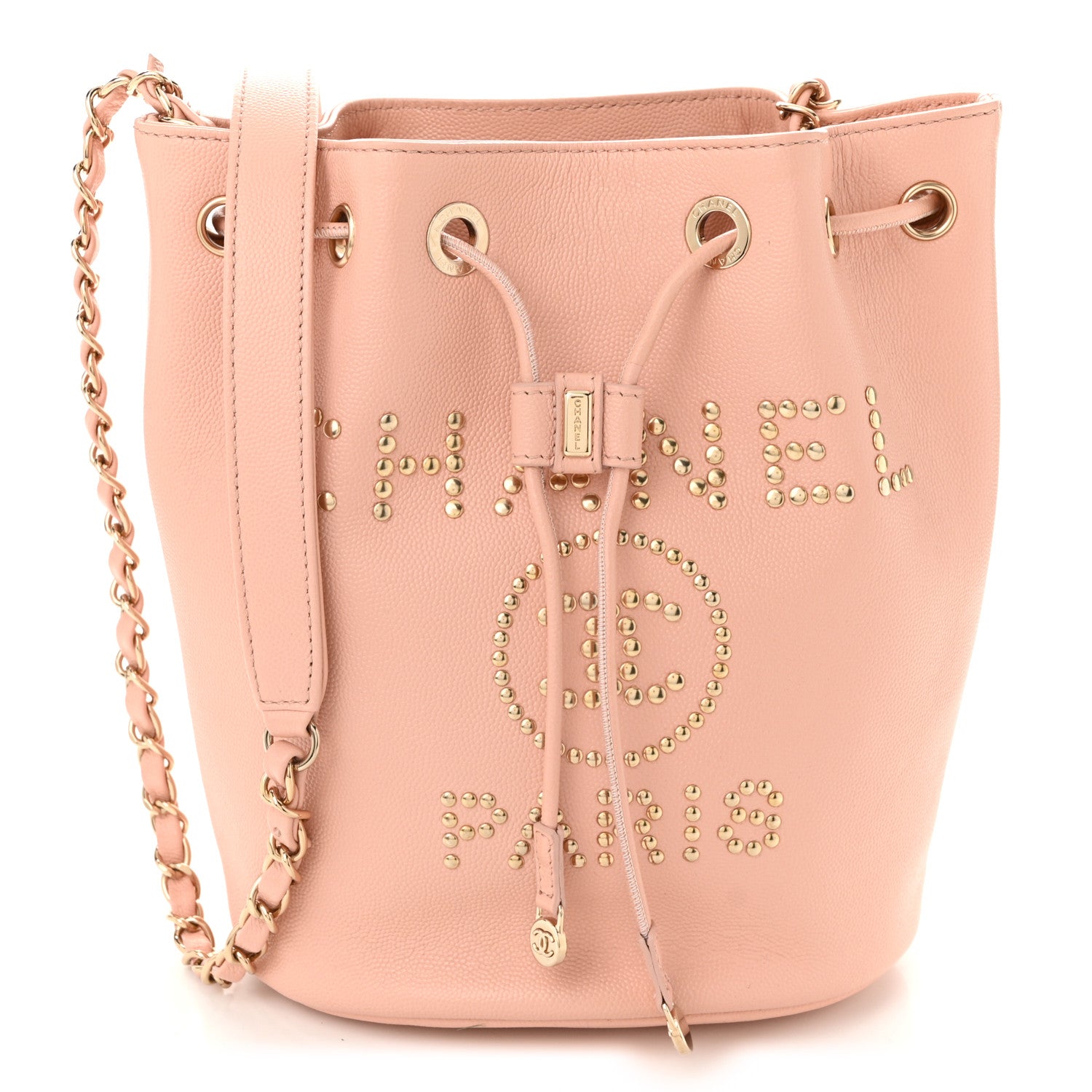 Caviar Deauville Drawstring Bucket Bag Light Pink
