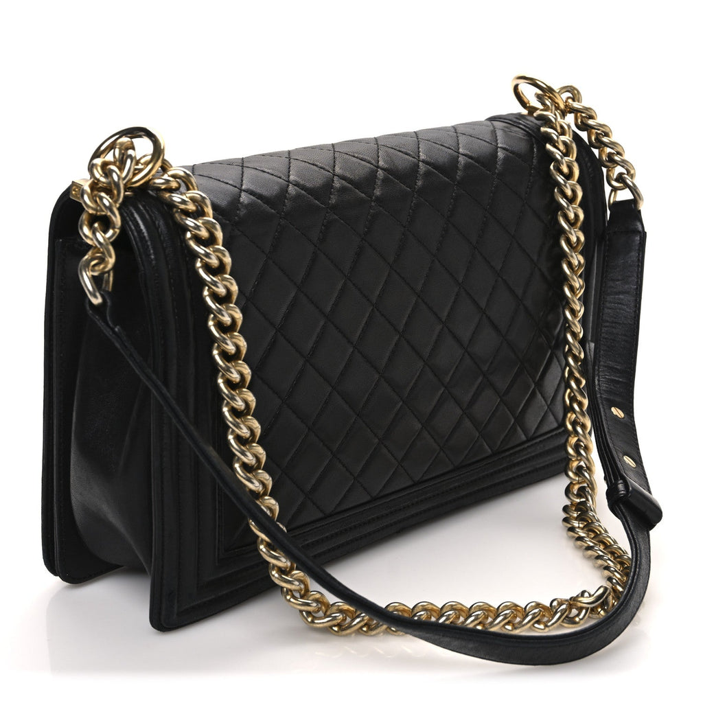 Lambskin Quilted New Medium Boy Flap Black