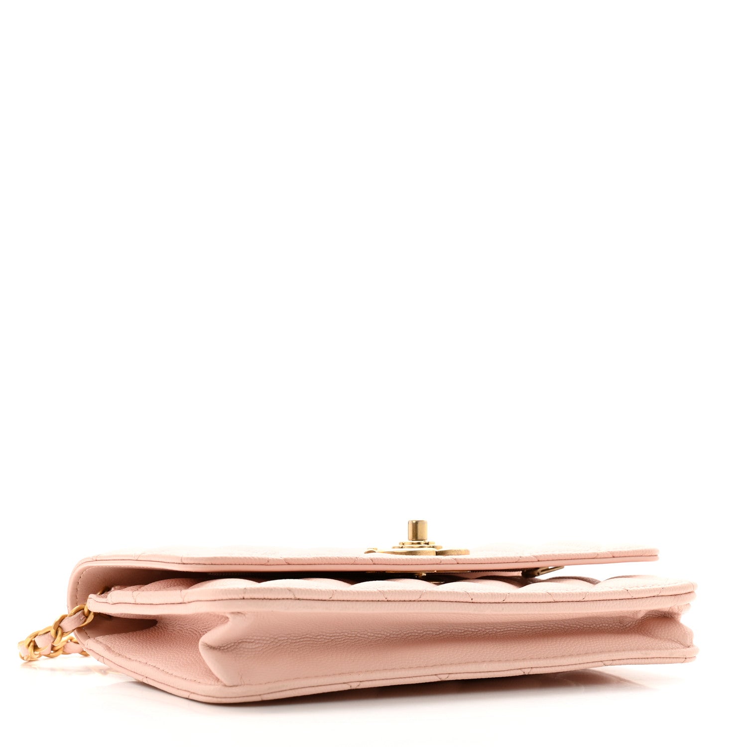 Caviar Quilted Camellia Wallet On Chain WOC Light Pink