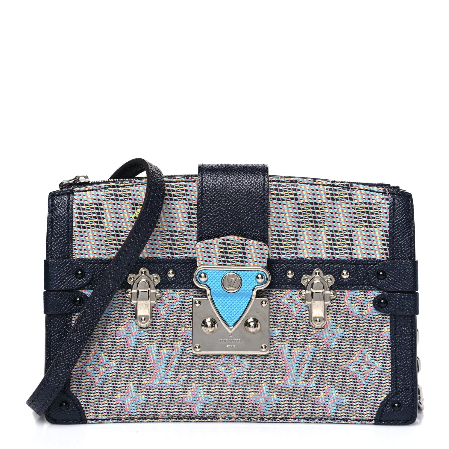 Calfskin Monogram LV Pop Trunk Clutch Blue