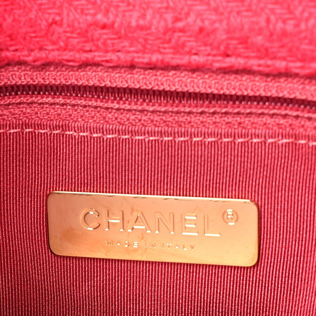 Tweed Quilted Medium Chanel 19 Flap Raspberry