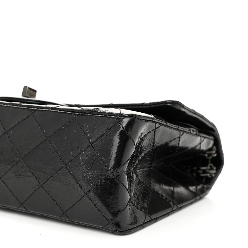 Glazed Aged Calfskin Quilted 2.55 Reissue 225 Flap So Black