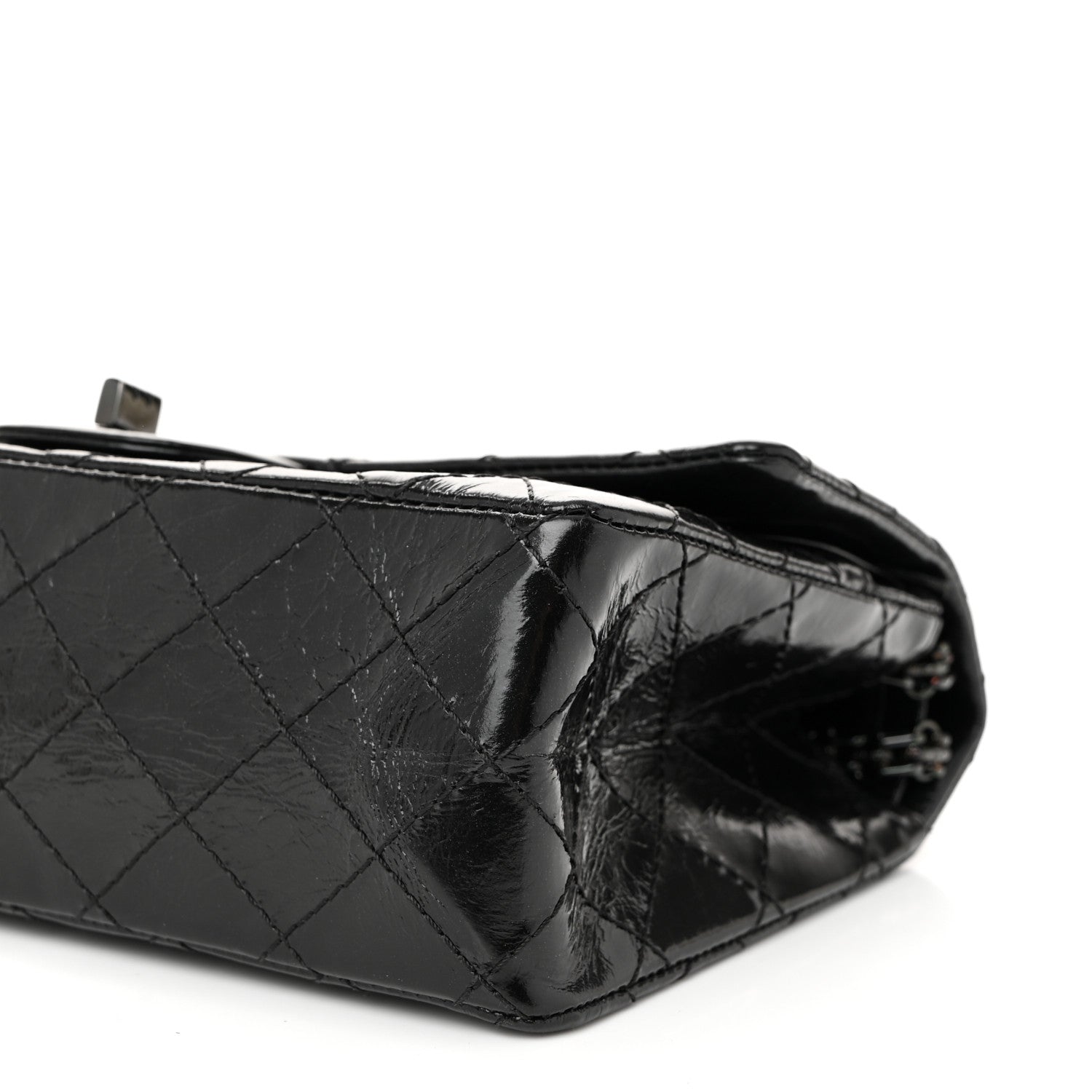 Glazed Aged Calfskin Quilted 2.55 Reissue 225 Flap So Black