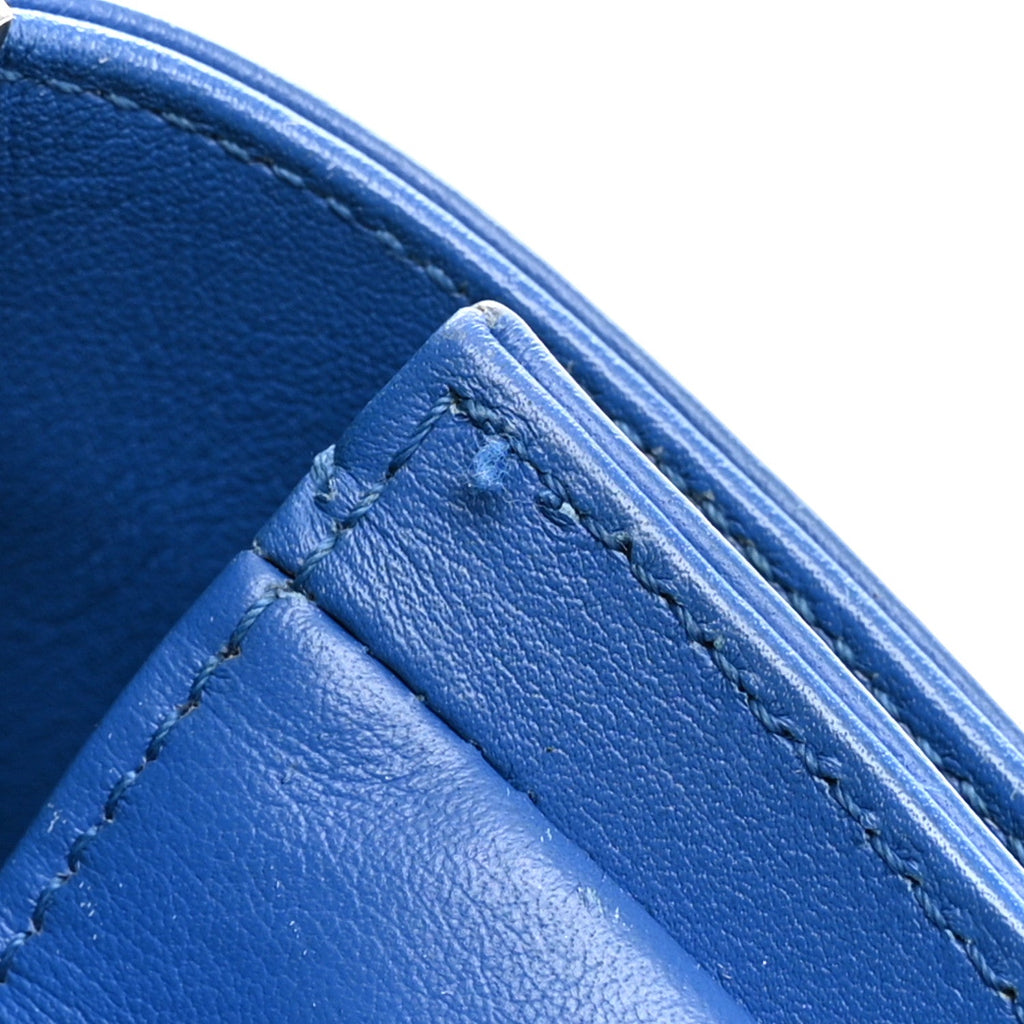 Calfskin Chevron Quilted Medium Boy Flap Blue
