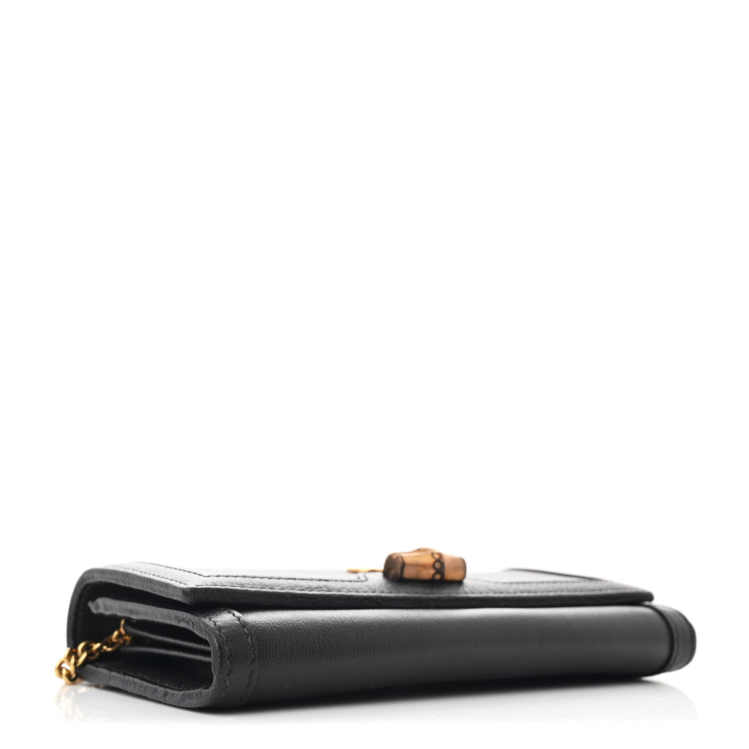 Wonka Grain Calfskin Diana Chain Wallet Black