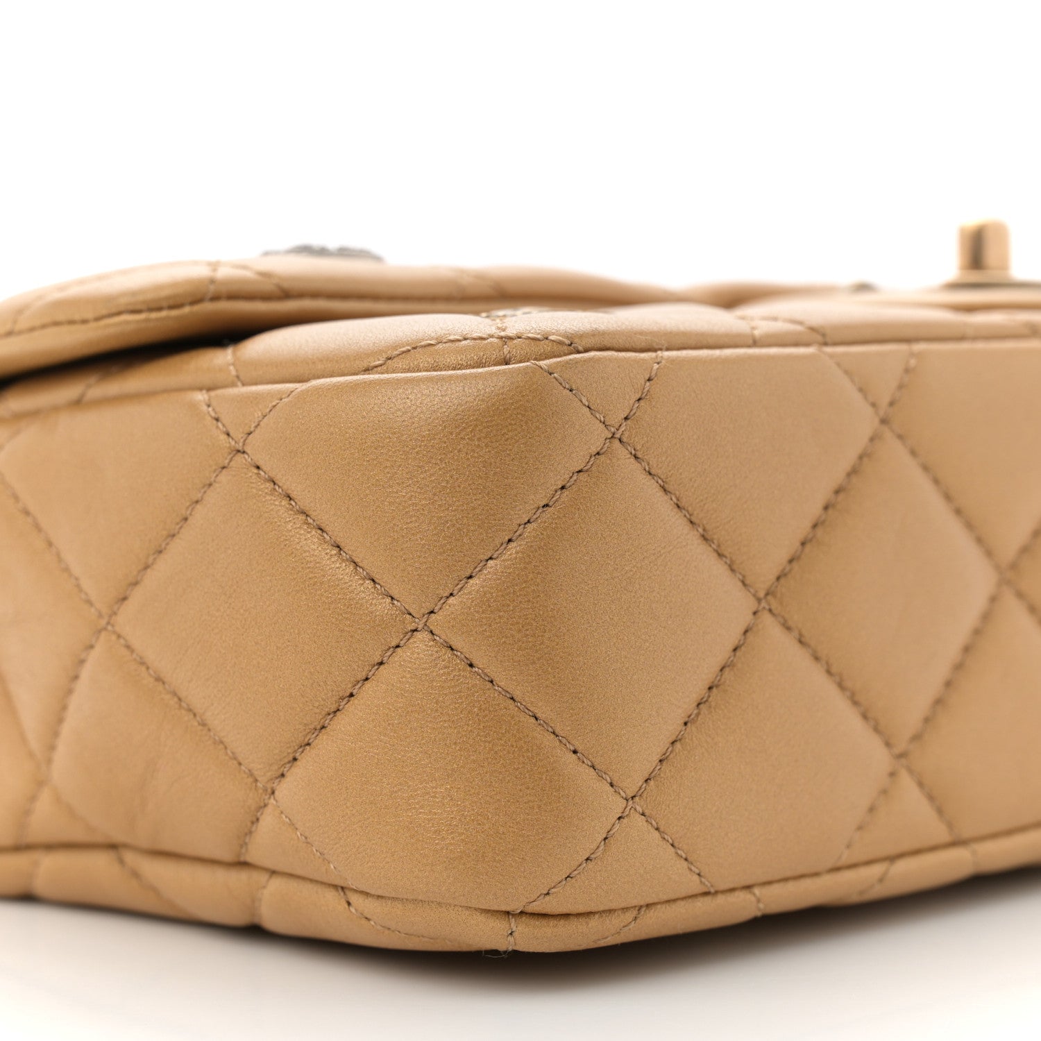 Metallic Lambskin Quilted Medium Medallion Flap Gold