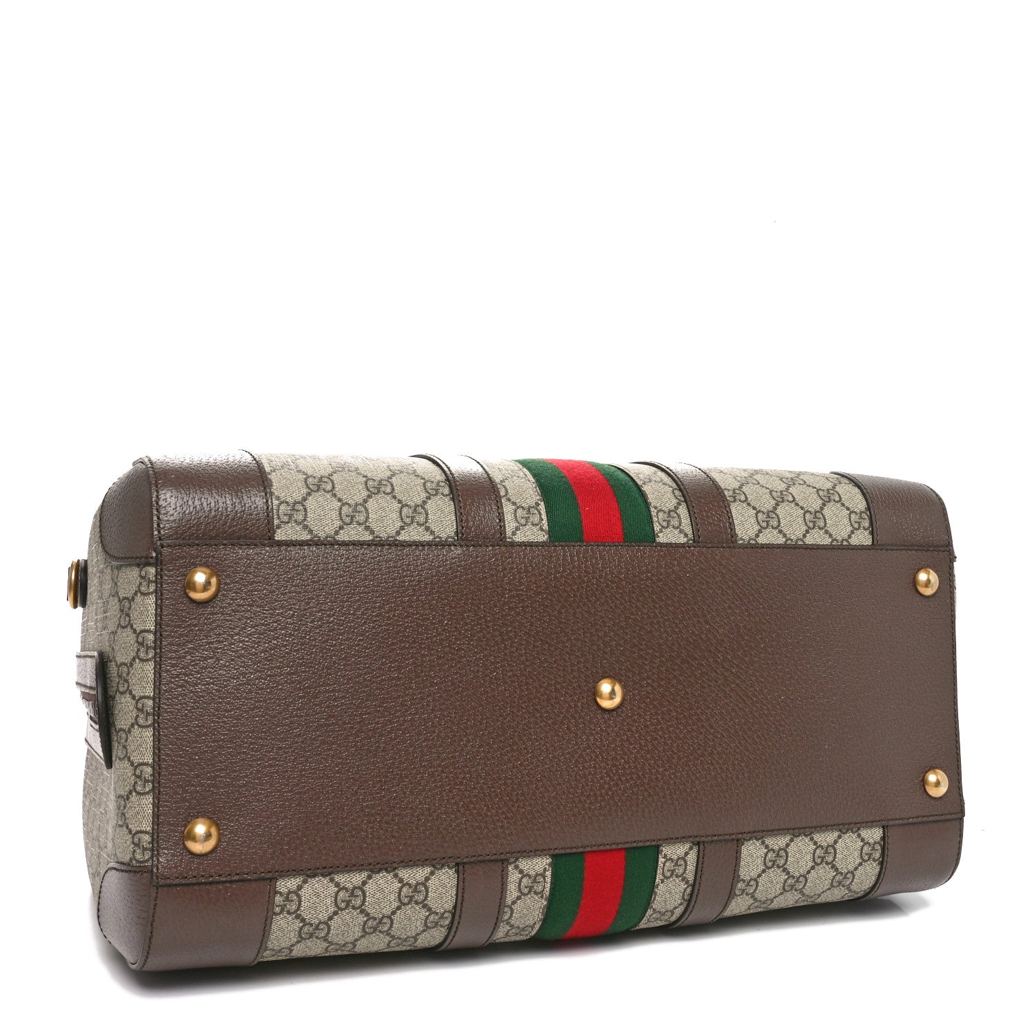 GG Supreme Monogram Textured Dollar Calfskin Web Medium Savoy Duffle Bag Beige Ebony New Acero