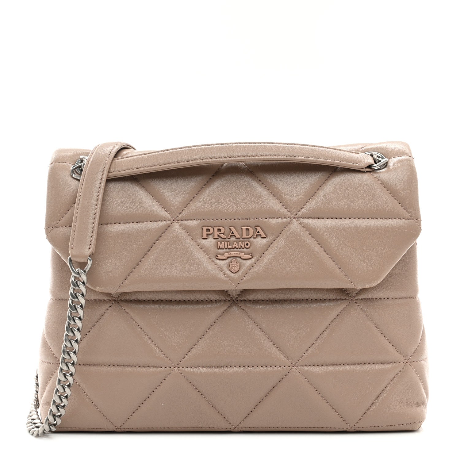 Nappa Triangle Stitched Large Spectrum Bag Cipria