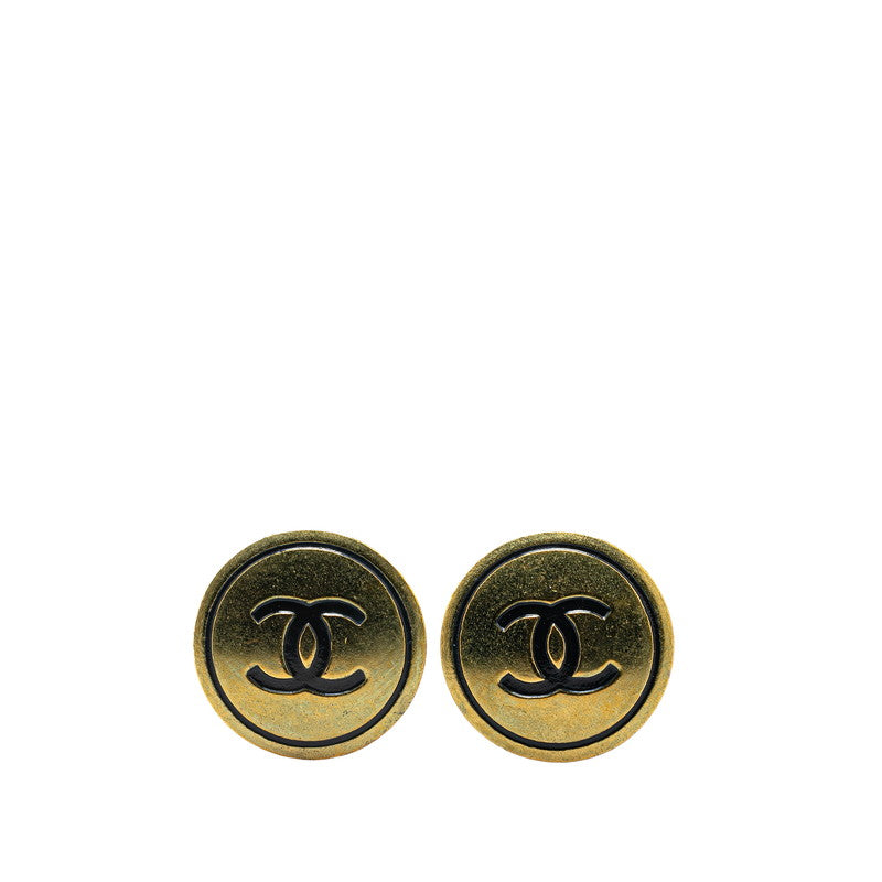 Chanel Gold Plated Coco Mark Vintage Earrings 94P