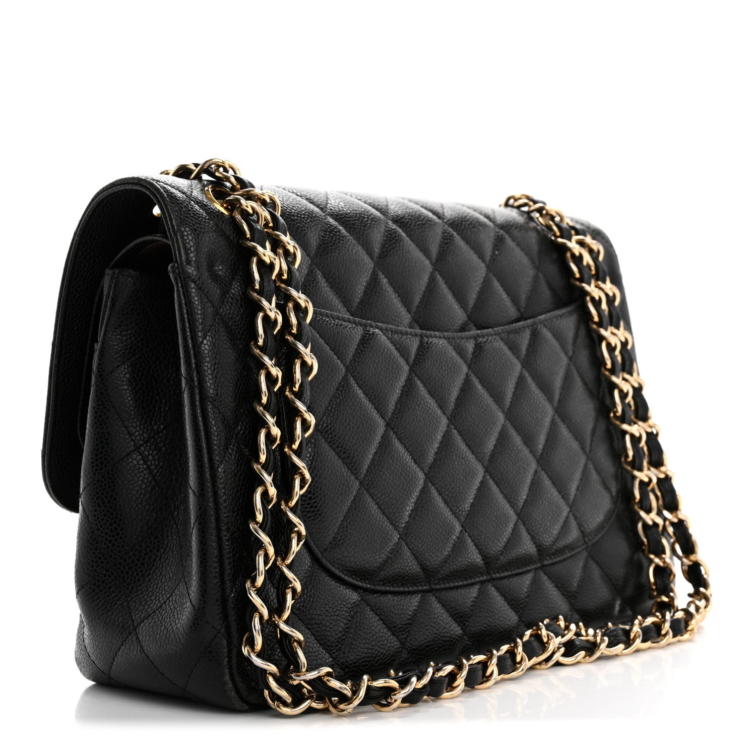 Caviar Quilted Jumbo Double Flap Black