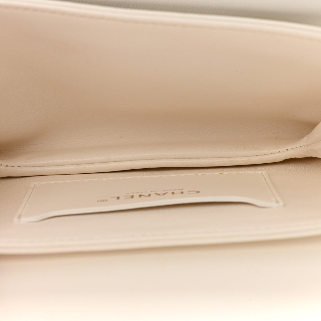 Caviar Quilted Mini Top Handle Flap White