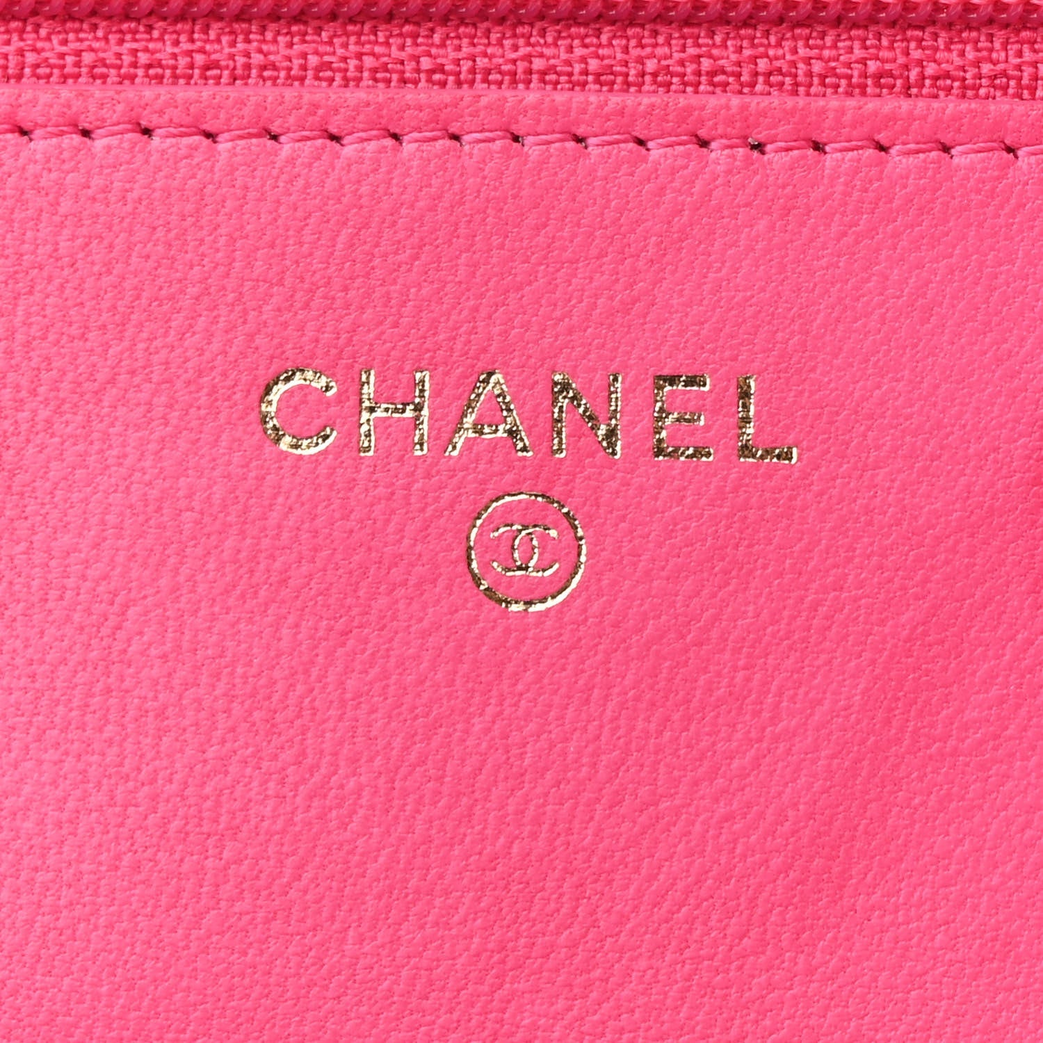 Lambskin Quilted Wallet on Chain WOC Fuchsia