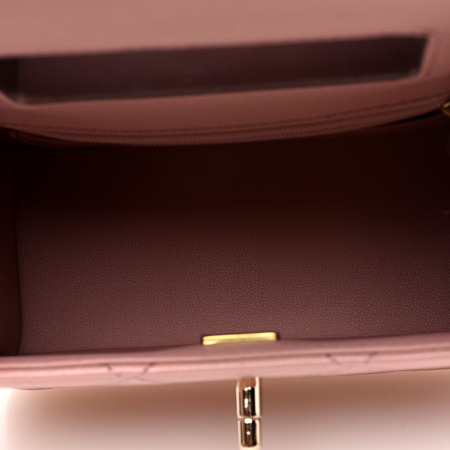 Shiny Calfskin Quilted CC Handle Vanity Flap Bag Pink