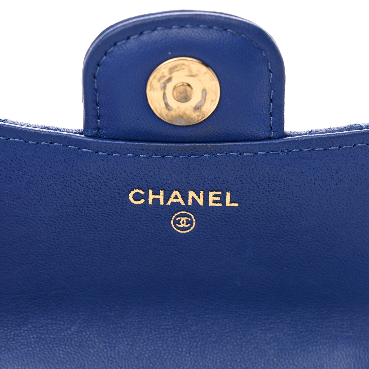 Lambskin Quilted Top Handle Flap Coin Purse With Chain Blue