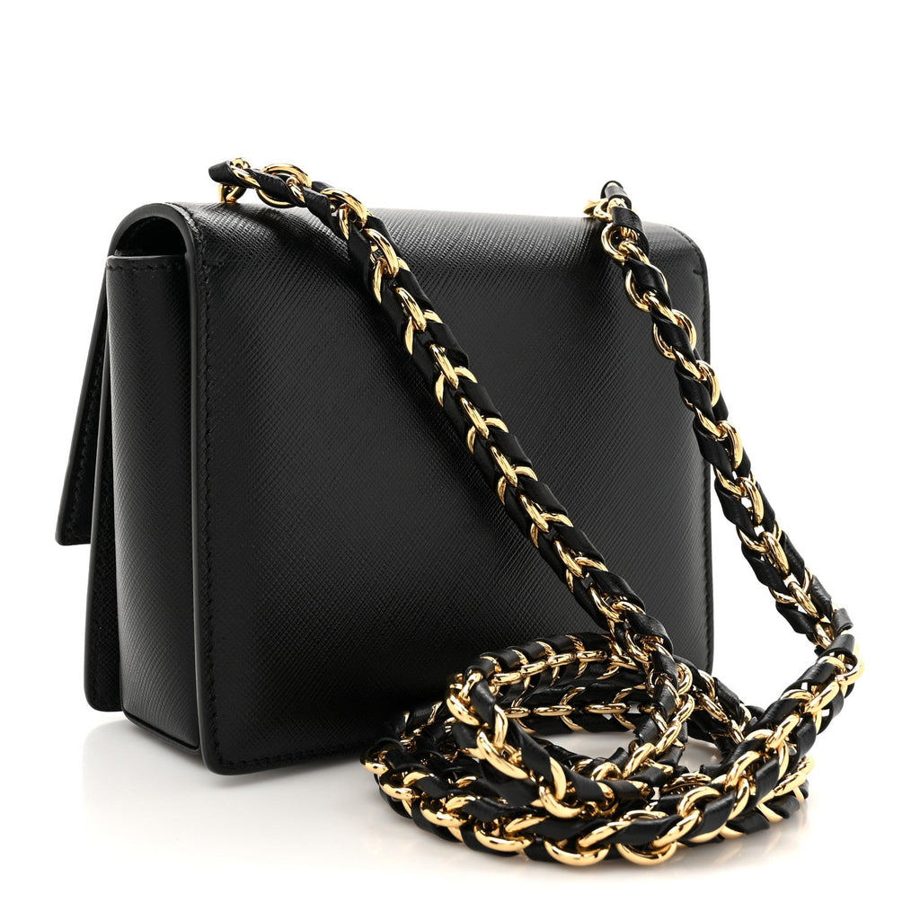 Printed Calfskin Mini Ginny Shoulder Bag Black