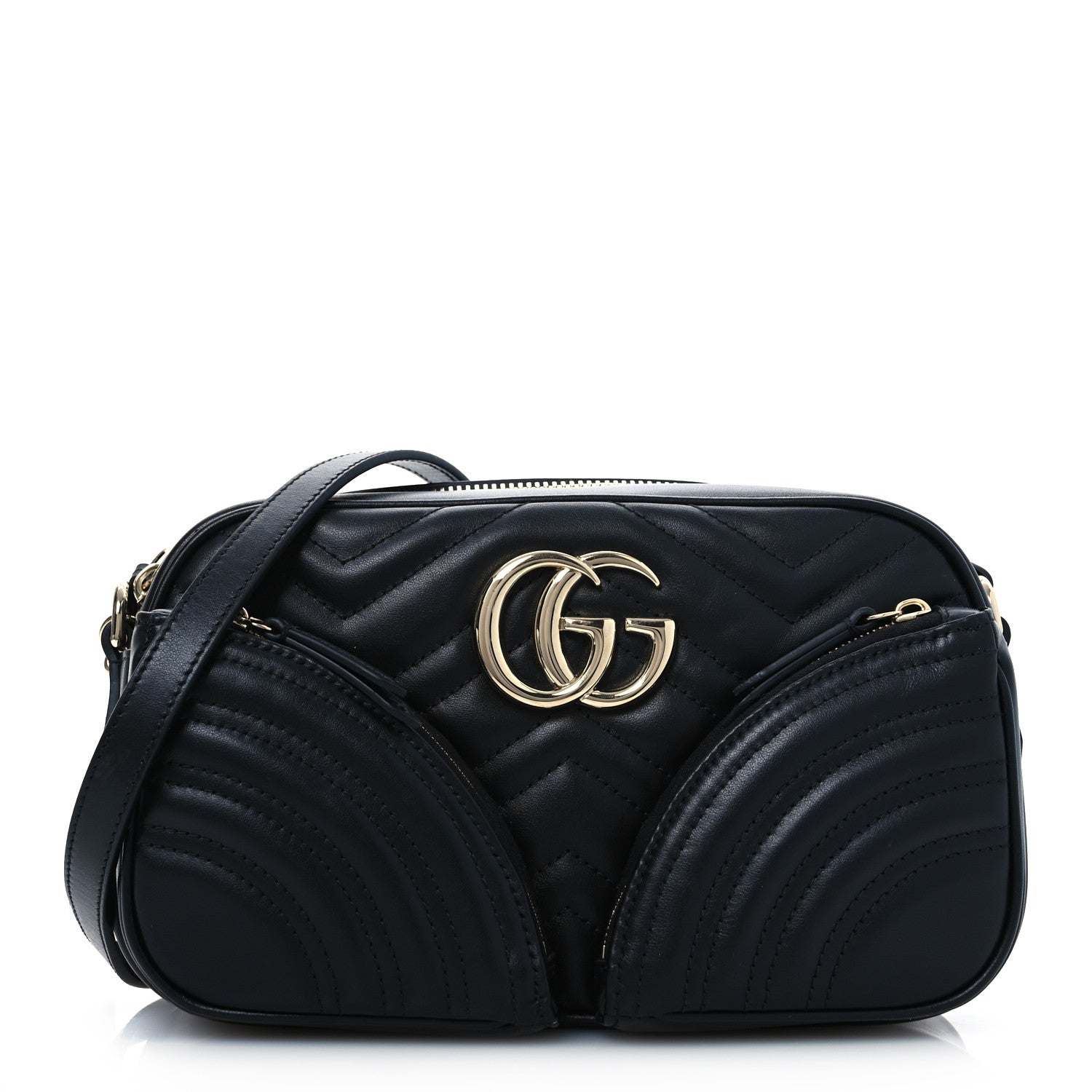 Calfskin Matelasse Small GG Marmont Sphinx Chain Shoulder Bag Black
