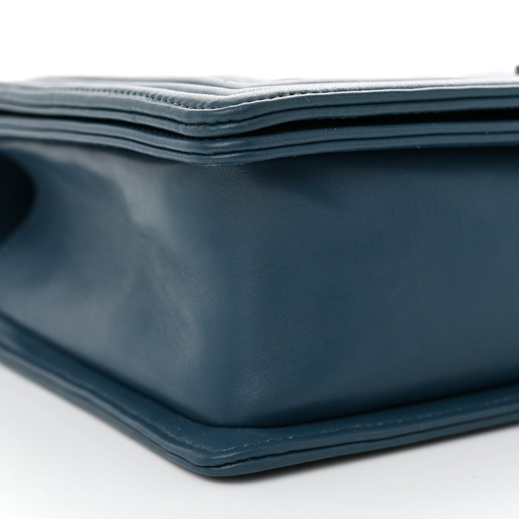 Lambskin Quilted New Medium Boy Flap Dark Blue
