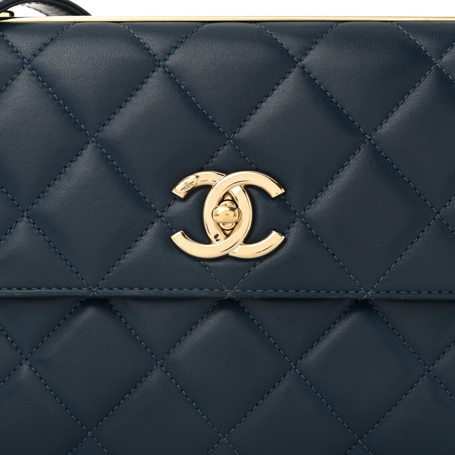 Lambskin Quilted Medium Trendy CC Flap Navy Blue