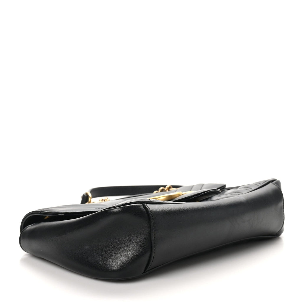 Calfskin Matelasse Small GG Marmont Shoulder Bag Black