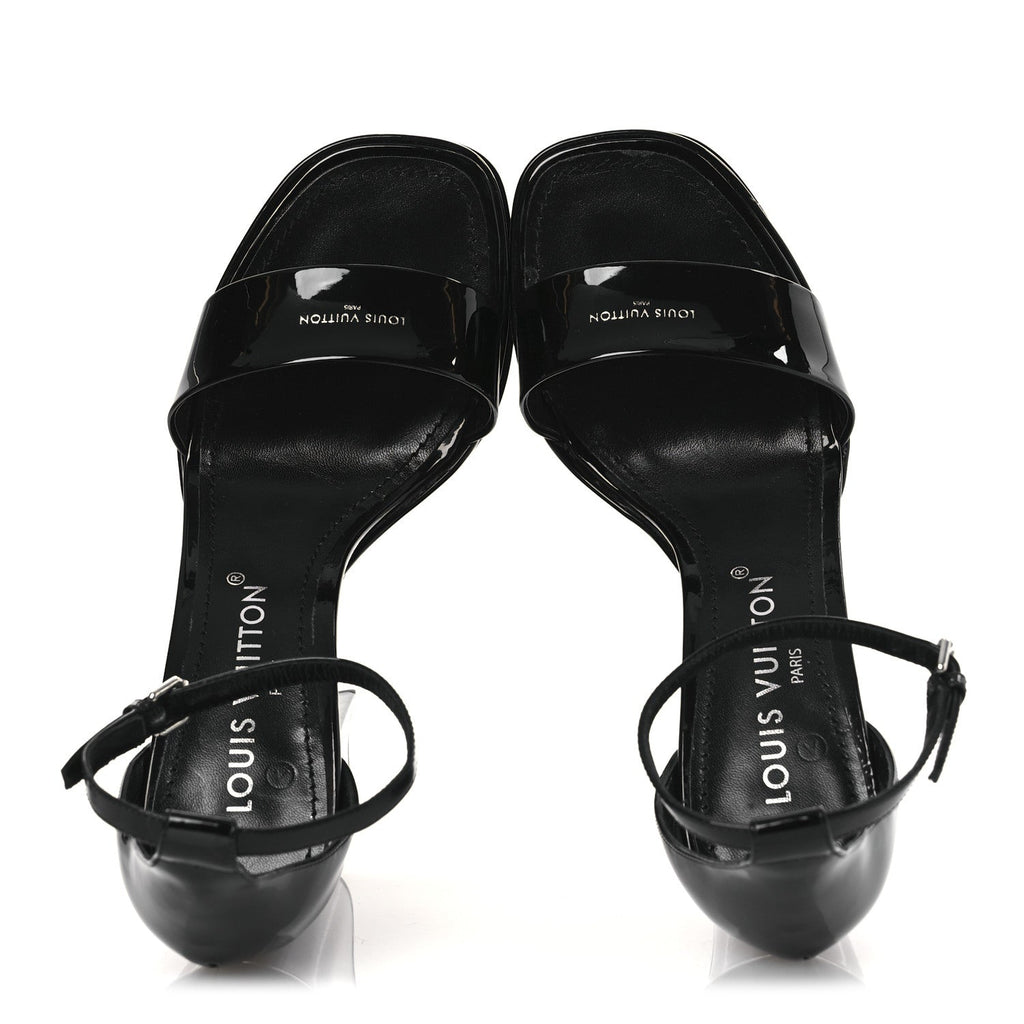 Patent Calfskin Fame Platform Sandal 39 Black
