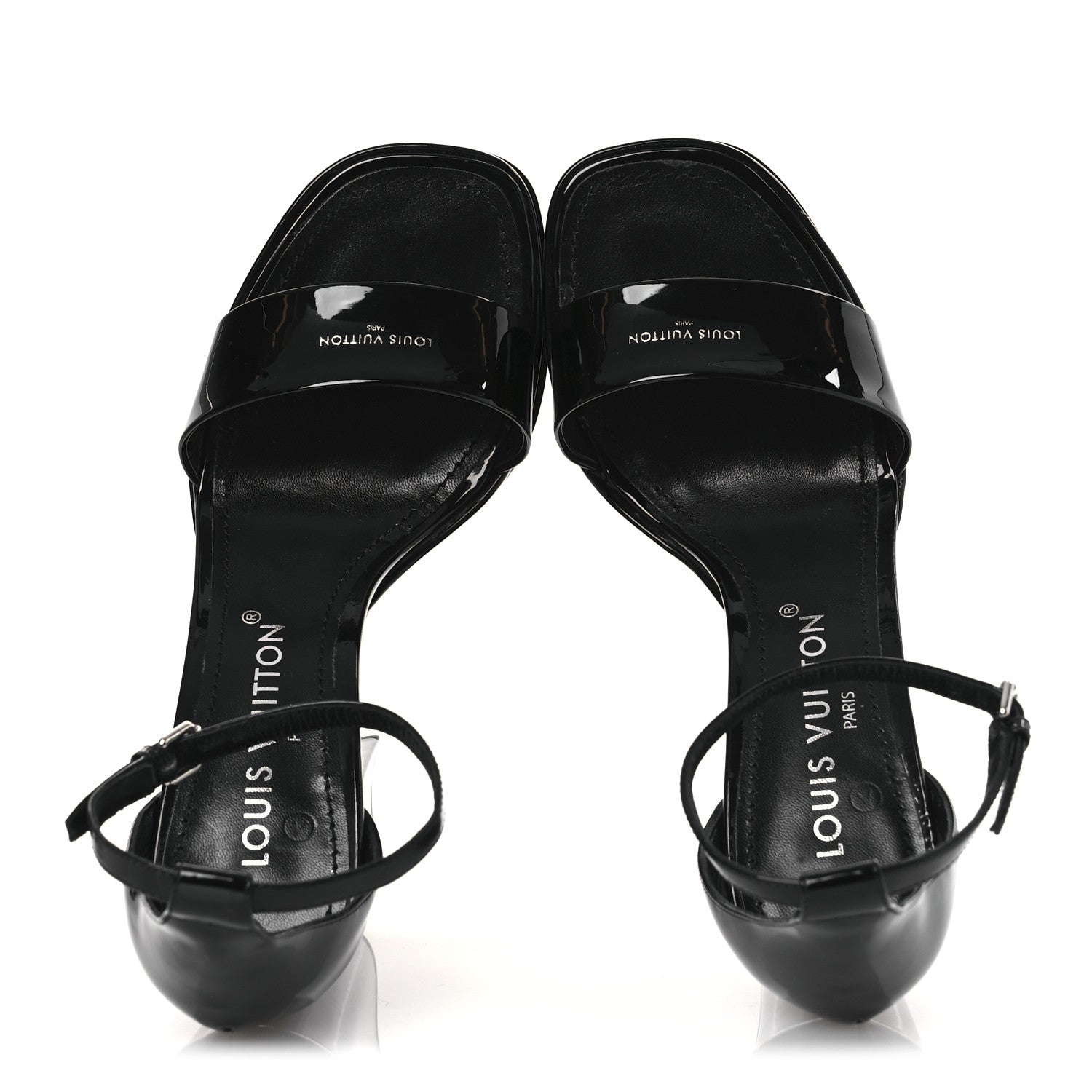 Patent Calfskin Fame Platform Sandal 39 Black