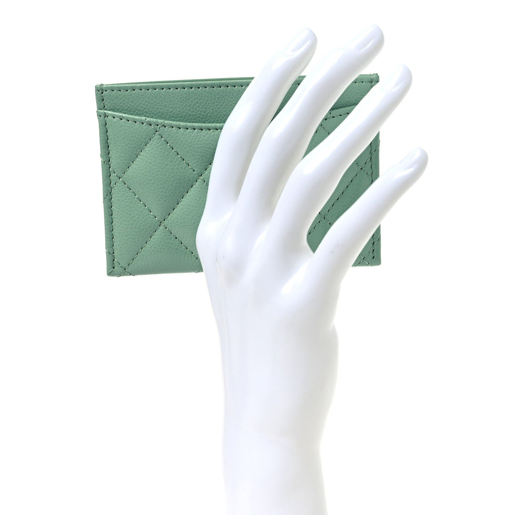 Caviar Quilted  Holder Light Green