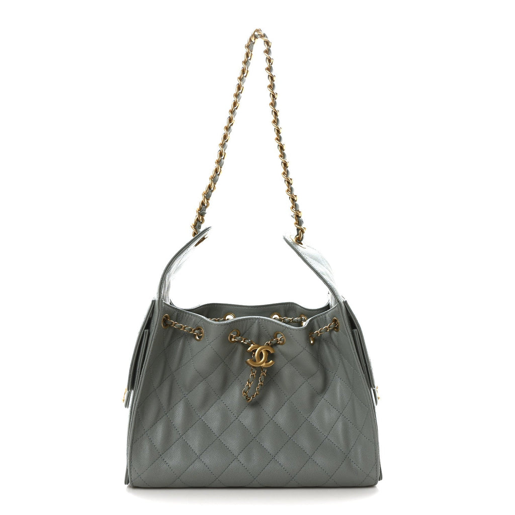 Caviar Quilted Small Chanel 25 Handbag Light Green