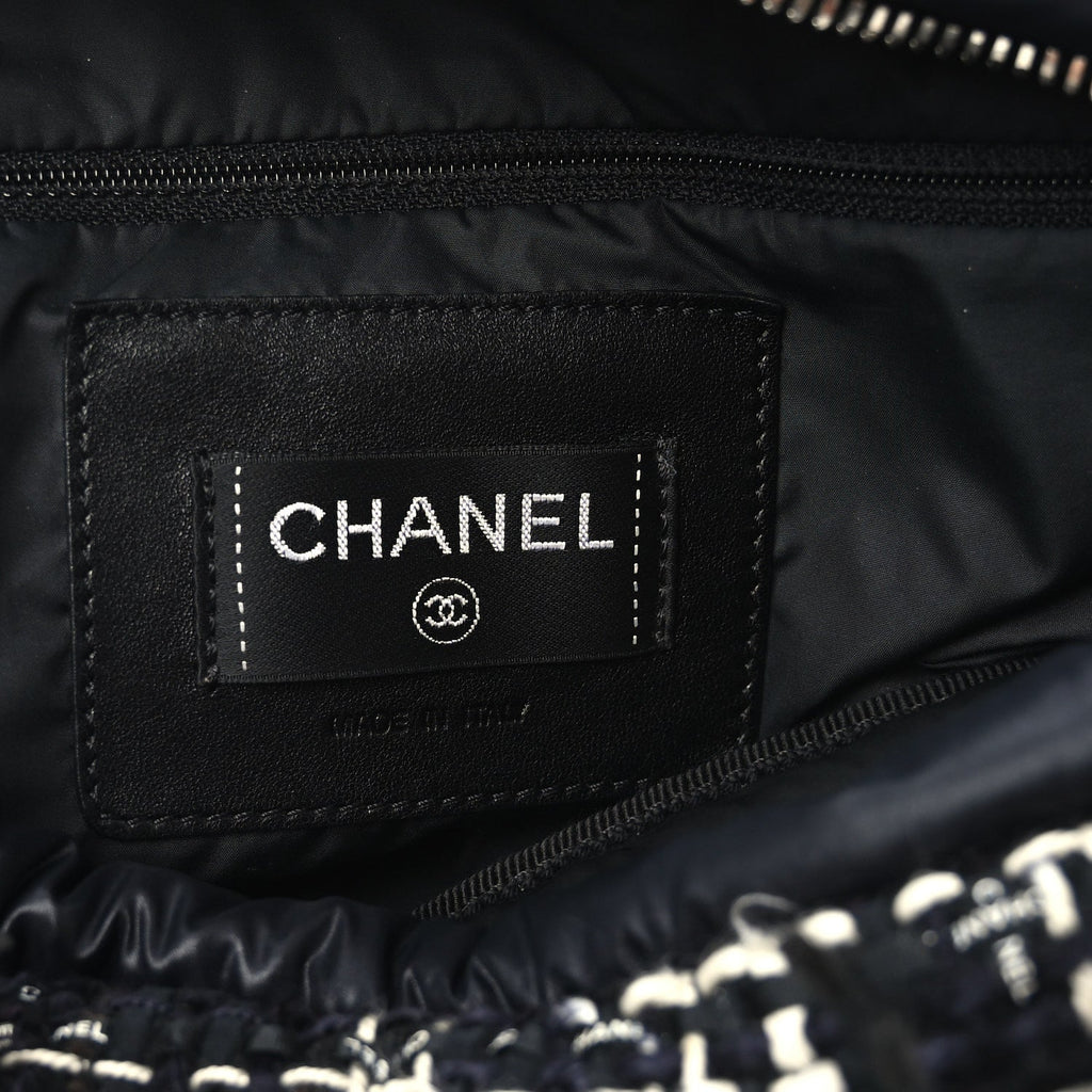 Nylon Tweed Coco Neige Belt Bag Black
