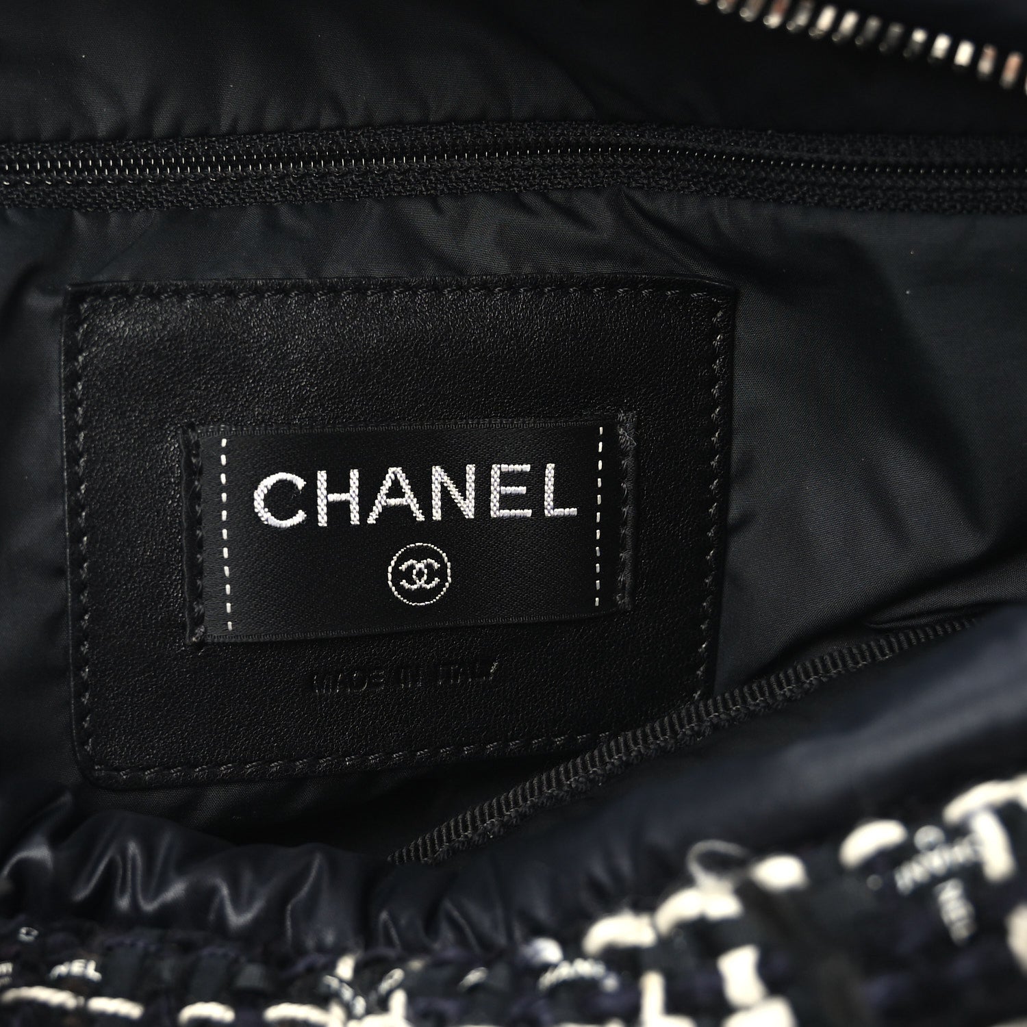 Nylon Tweed Coco Neige Belt Bag Black