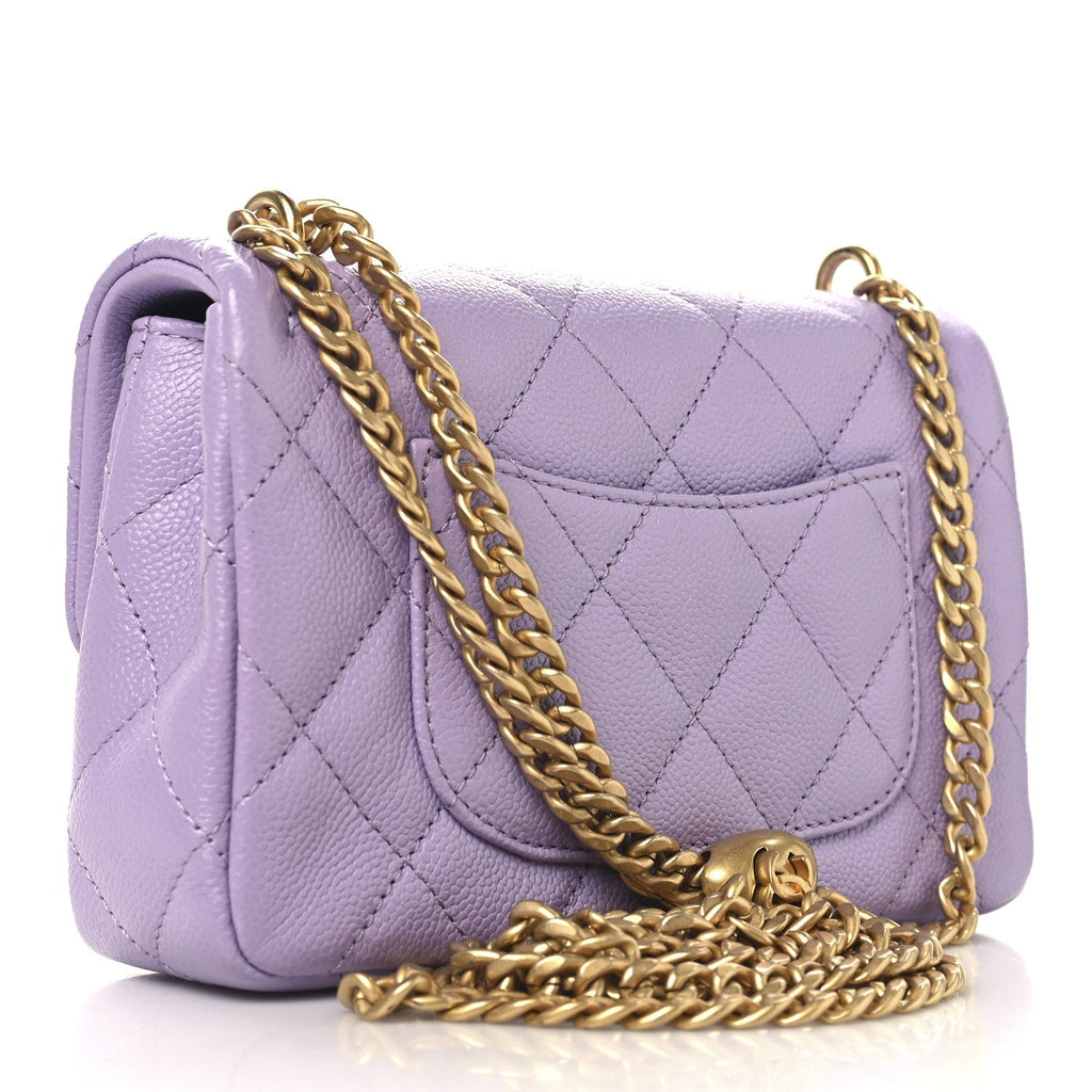 Caviar Quilted Mini Rectangular Sweetheart Flap Light Purple