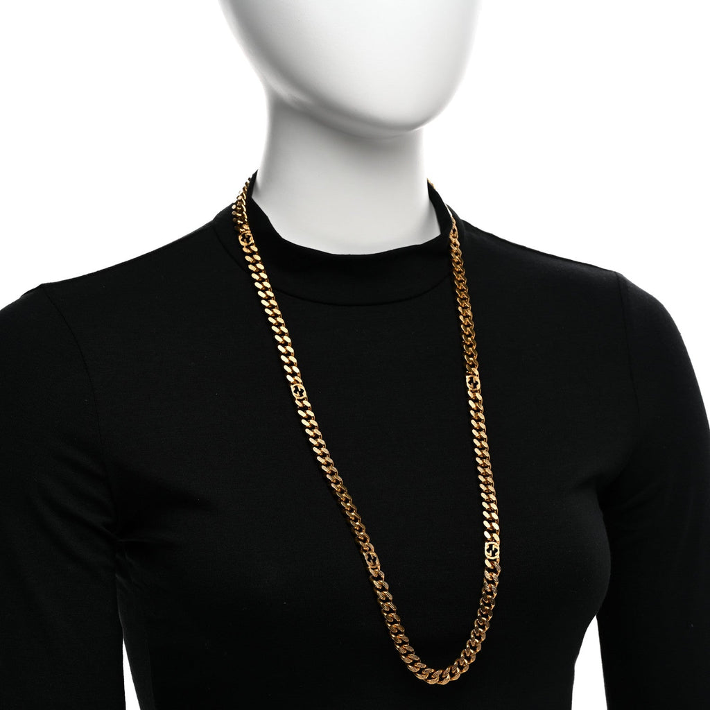 Metal Interlocking GG Chain Necklace Gold