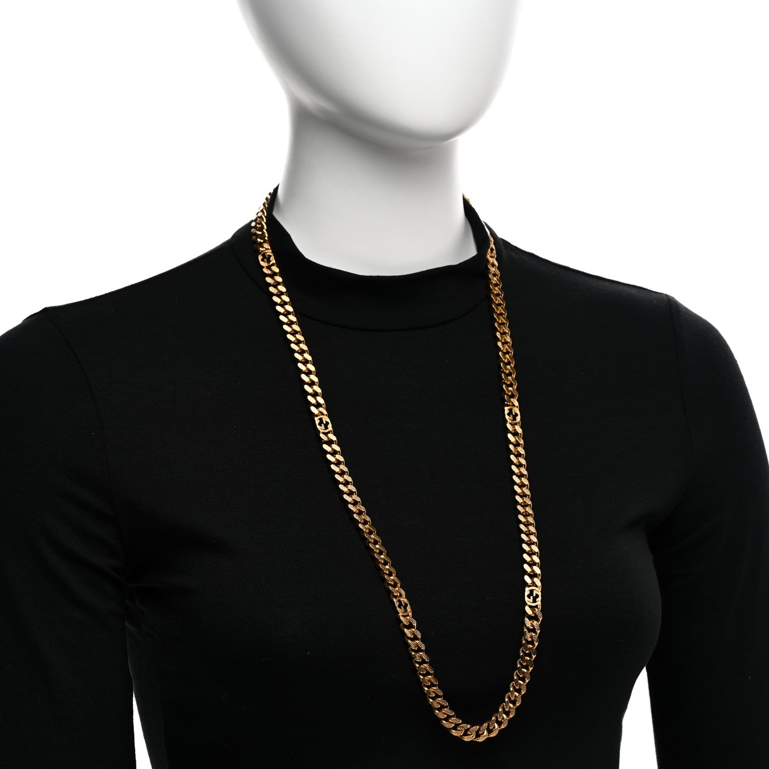Metal Interlocking GG Chain Necklace Gold
