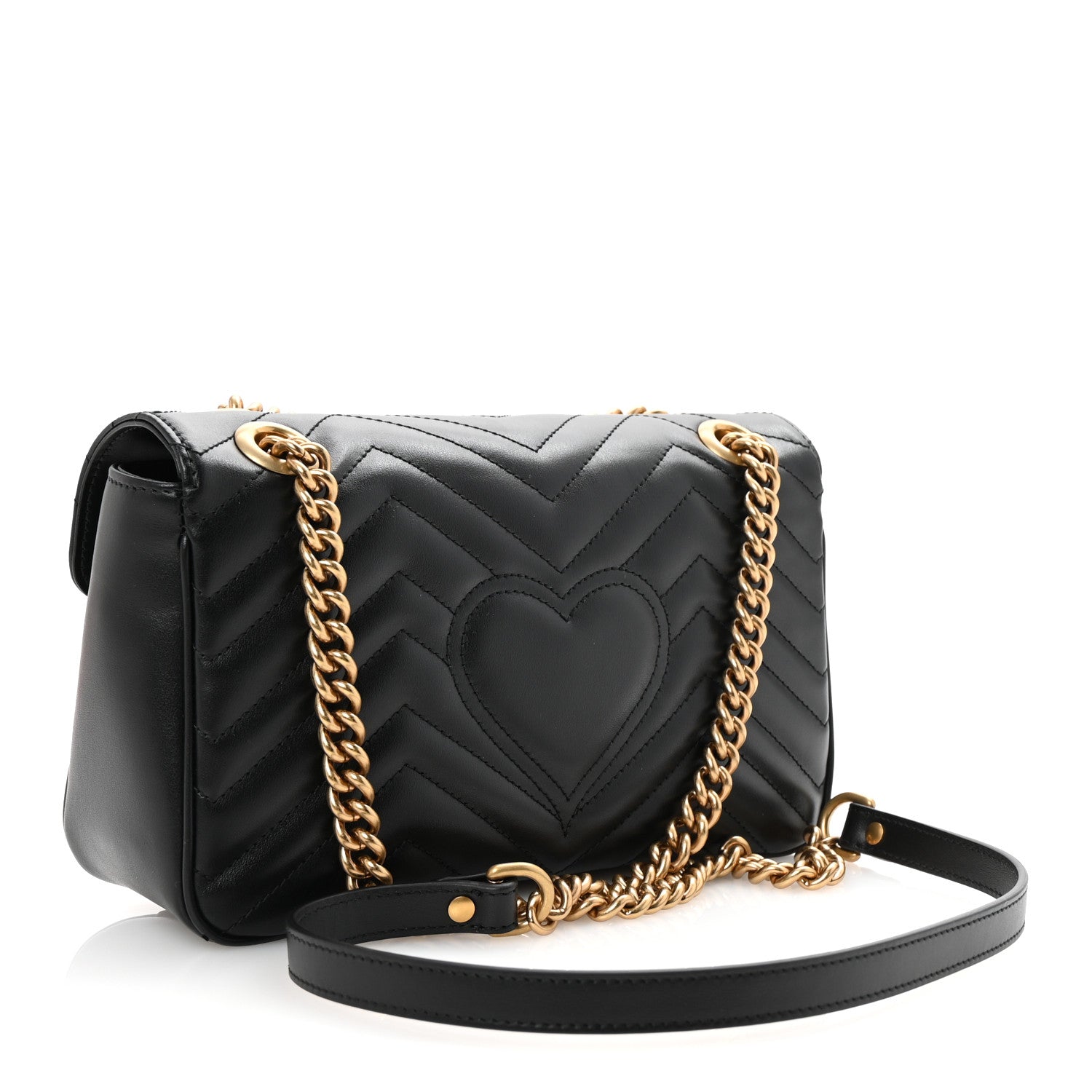 Calfskin Matelasse Small GG Marmont Shoulder Bag Black