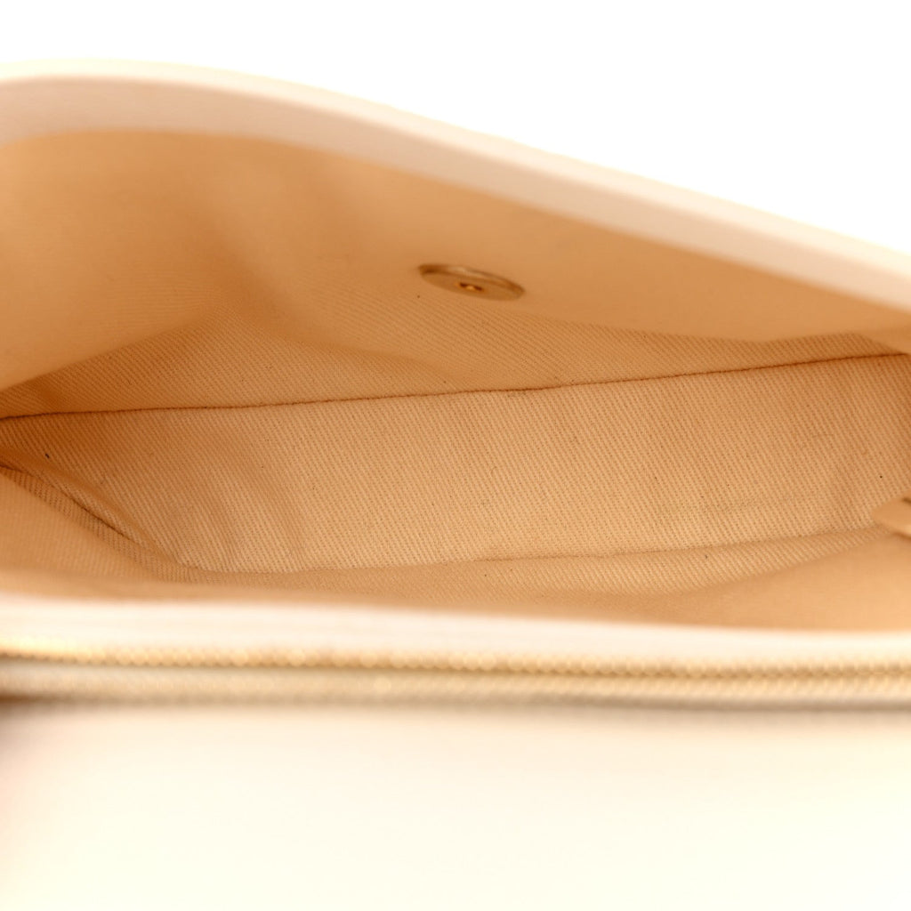 Grained Calfskin Small Stitched Flap White