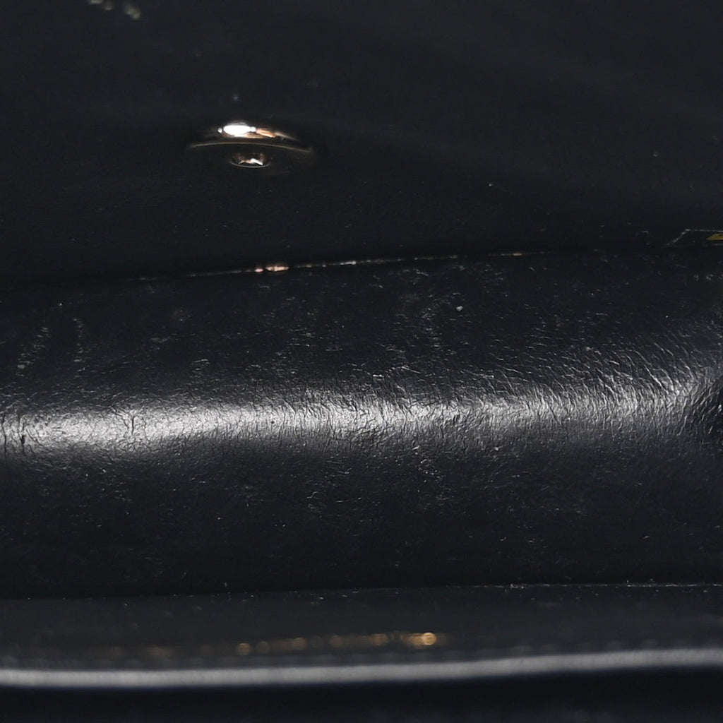 Patent Calfskin Quilted Mini Square Flap Black
