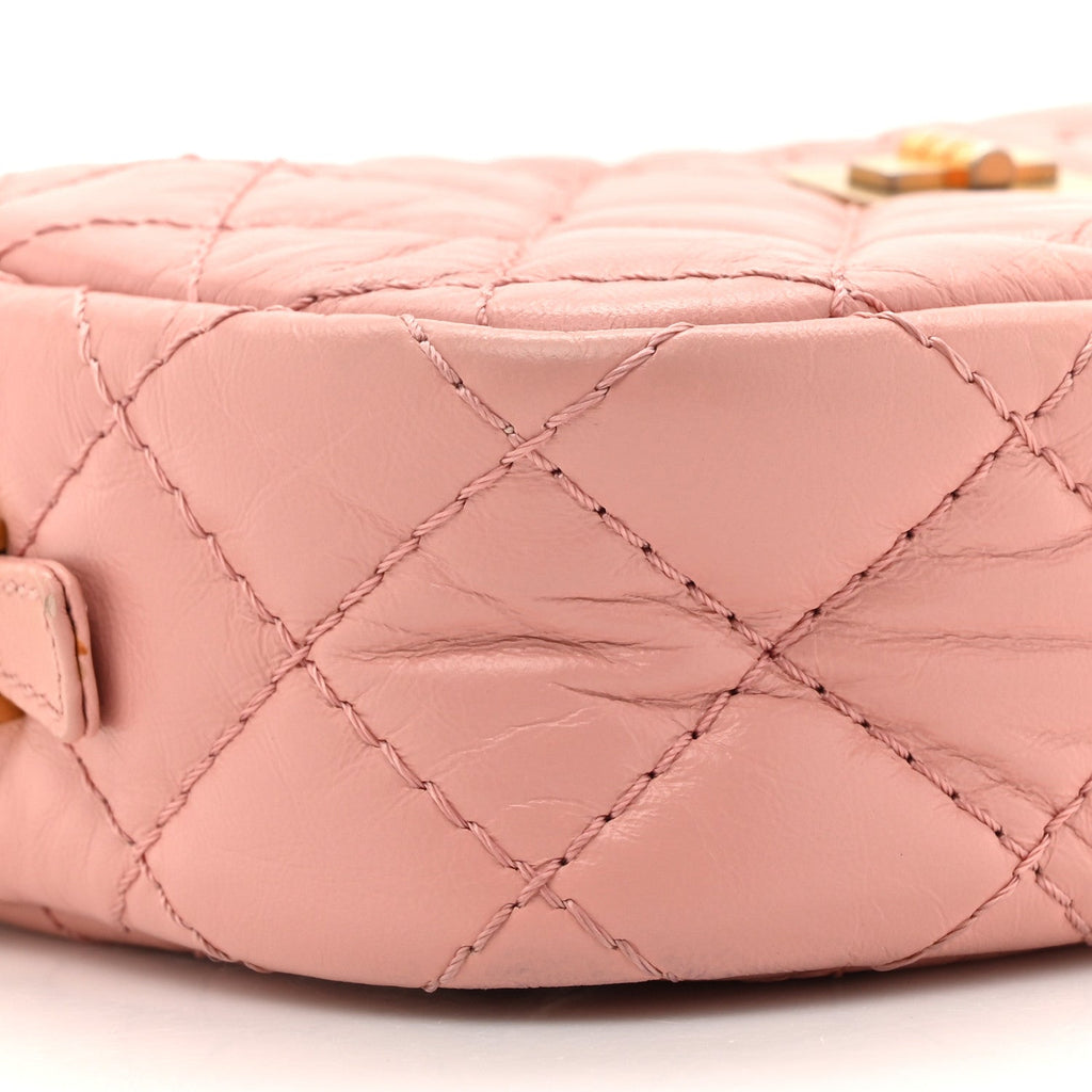 Aged Calfskin Quilted Mini Reissue Camera Case Pink