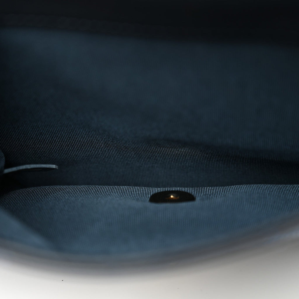 Calfskin Quilted Double Pocket Top Handle Flap Blue