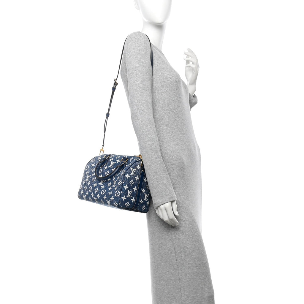 Monogram Jacquard Denim Speedy Bandouliere 25 Bleu