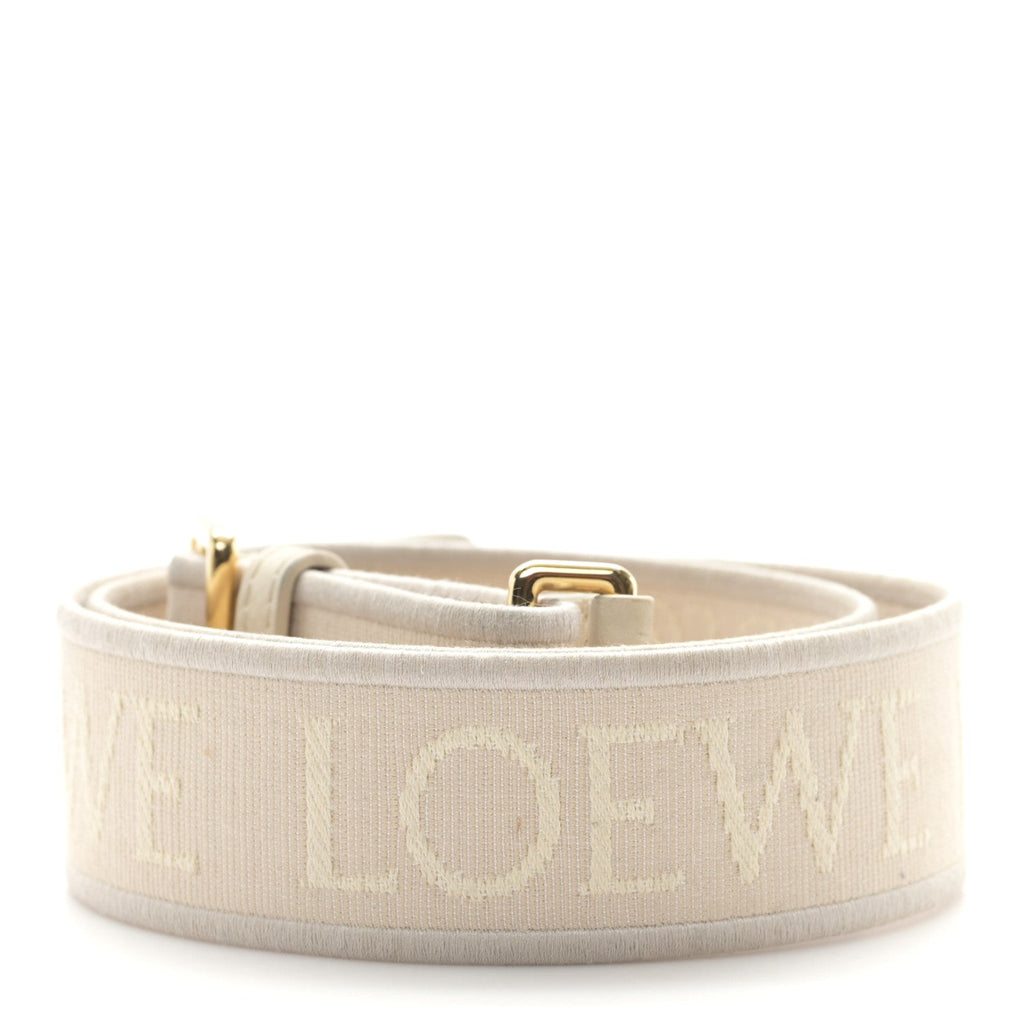 Calfskin Jacquard Webbing Anagram Strap Ecru