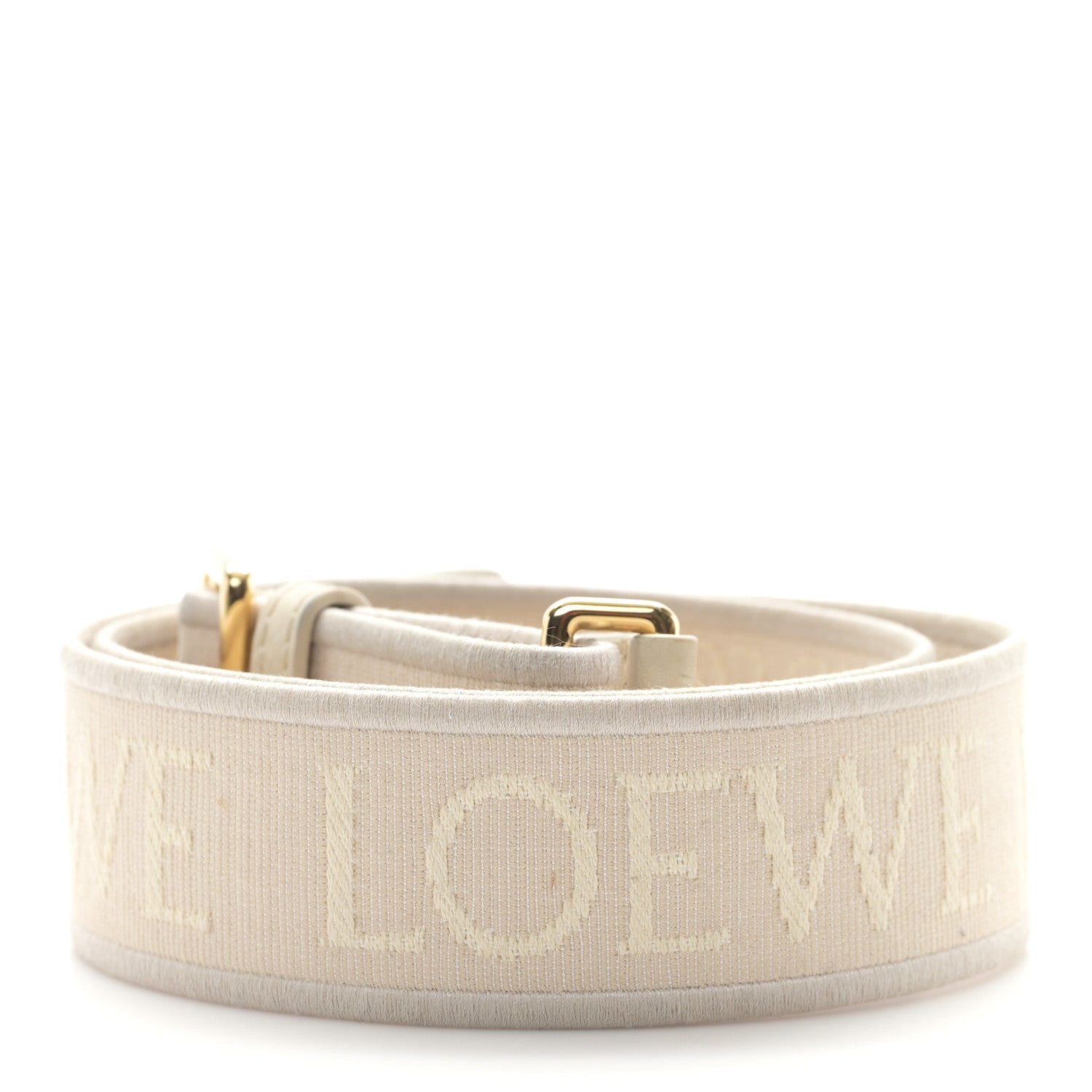 Calfskin Jacquard Webbing Anagram Strap Ecru