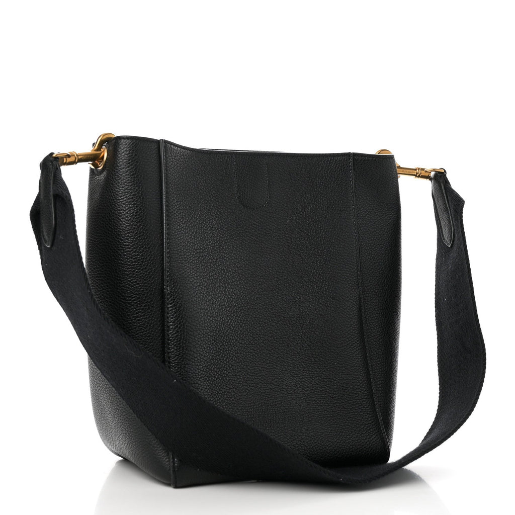 Soft Grained Calfskin Small Sangle Bucket Bag Black